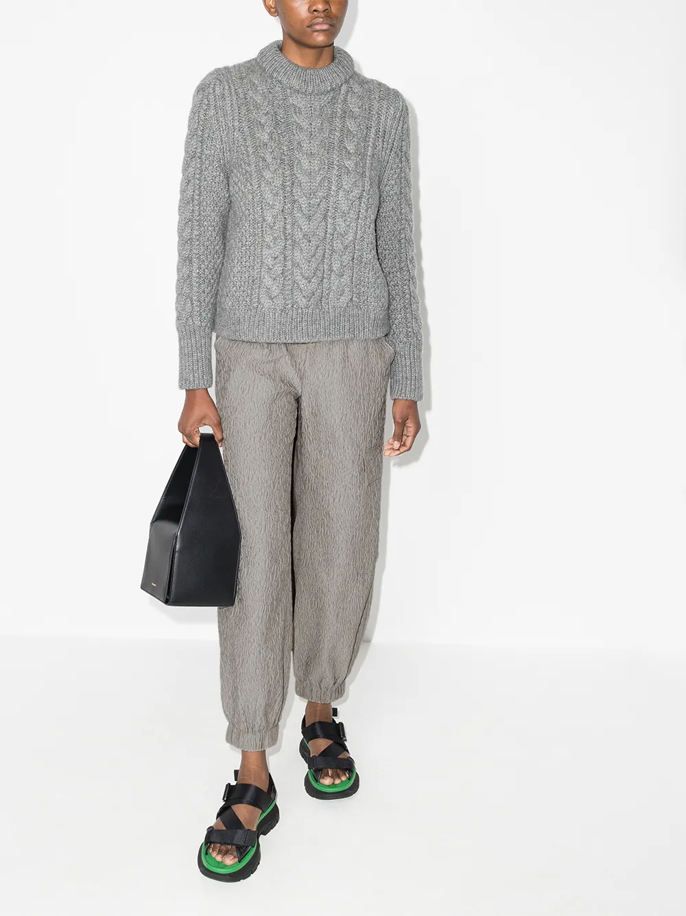 Shop Cecilie Bahnsen Jackson Matelassé Track Pants In Grey