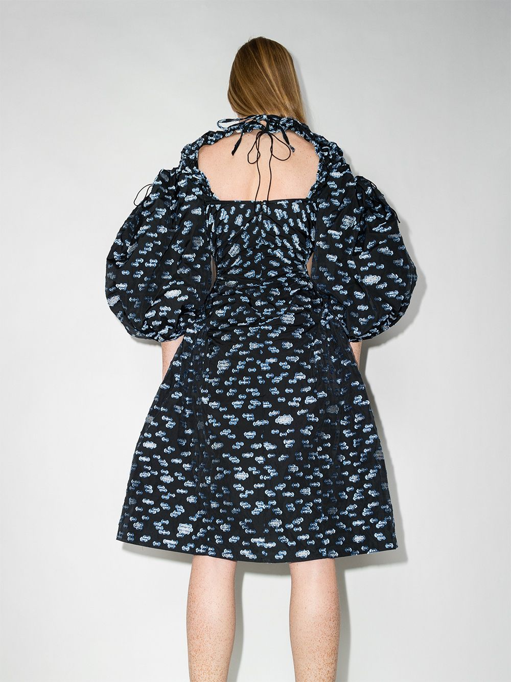 Shop Cecilie Bahnsen Jaz Puff-sleeves Printed Dress In Black