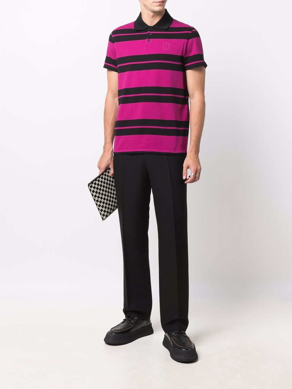 Shop Saint Laurent Embroidered-logo Polo Shirt In Rosa