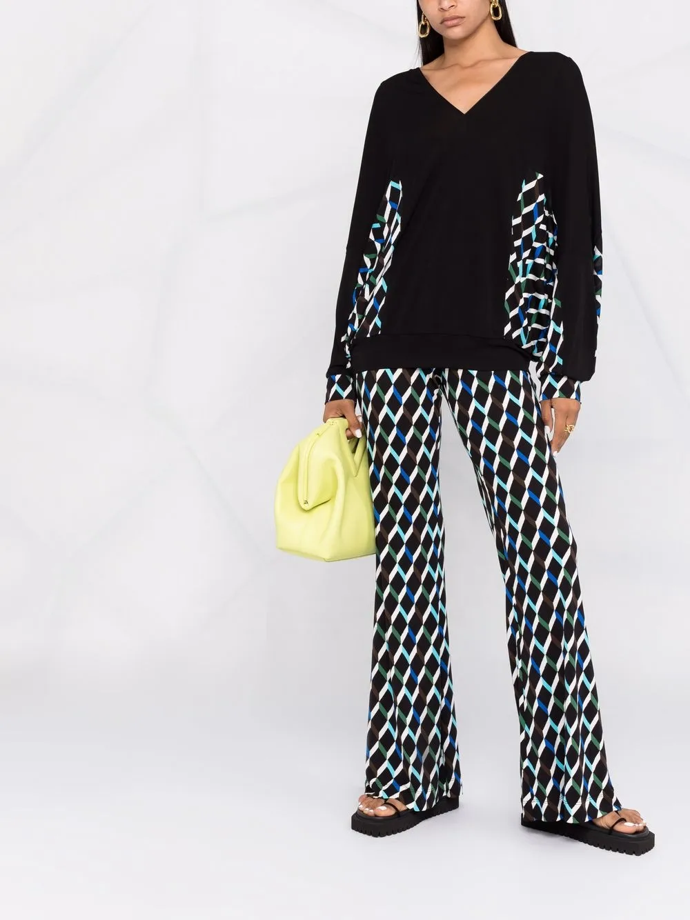 Image 2 of DVF Diane von Furstenberg geometric-detail V-neck jumper