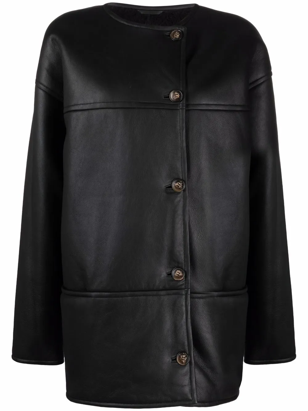 

Loulou Studio single-breasted shearling coat - Black