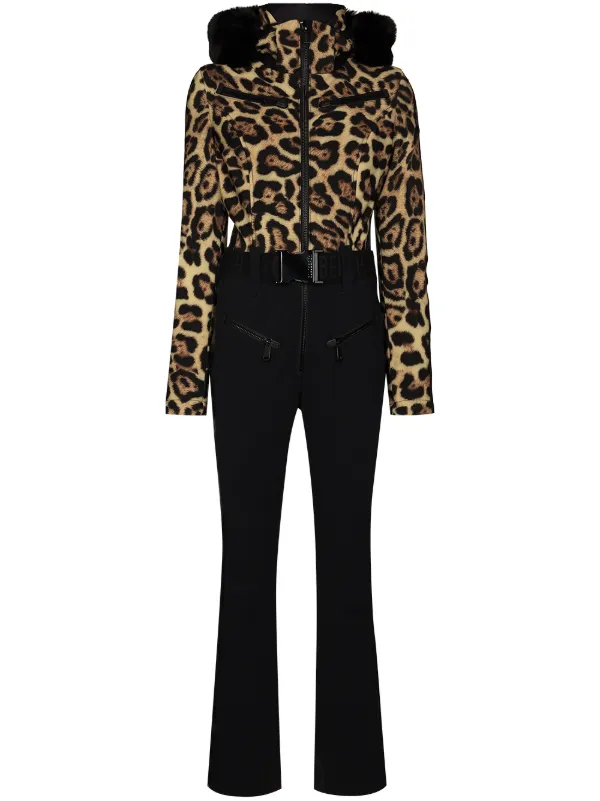 leopard print ski suit