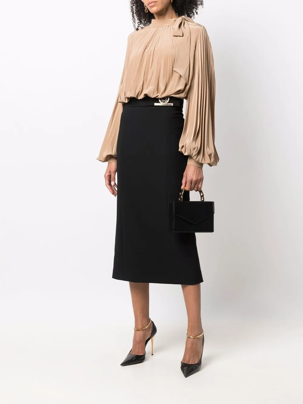 Image 2 of Elie Saab pleat-detail silk bouse