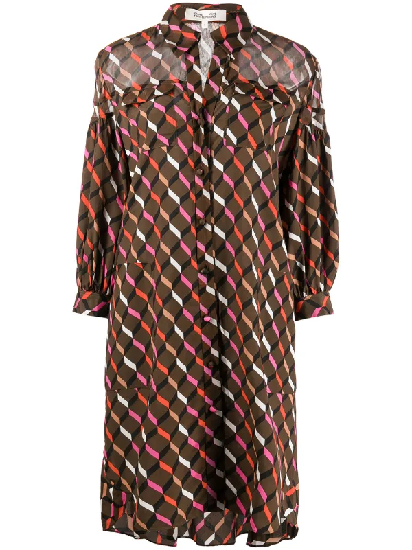 geometric print shirt dress