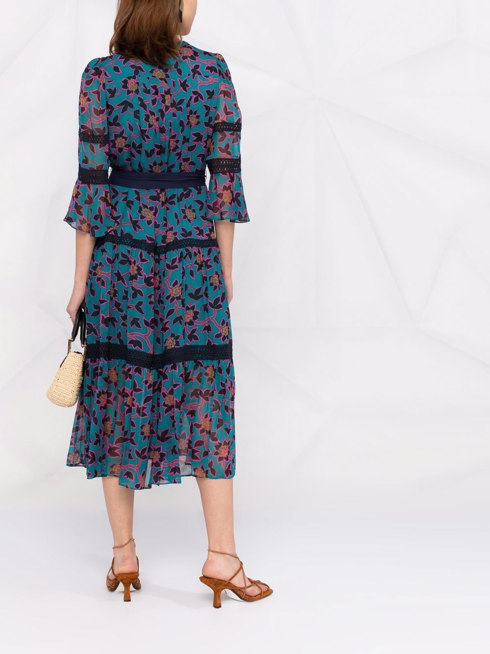фото Dvf diane von furstenberg платье миди с цветочным принтом