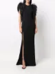 Elie Saab feather-detail silk gown