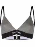 TOM FORD logo-underband cashmere triangle bra - Grey
