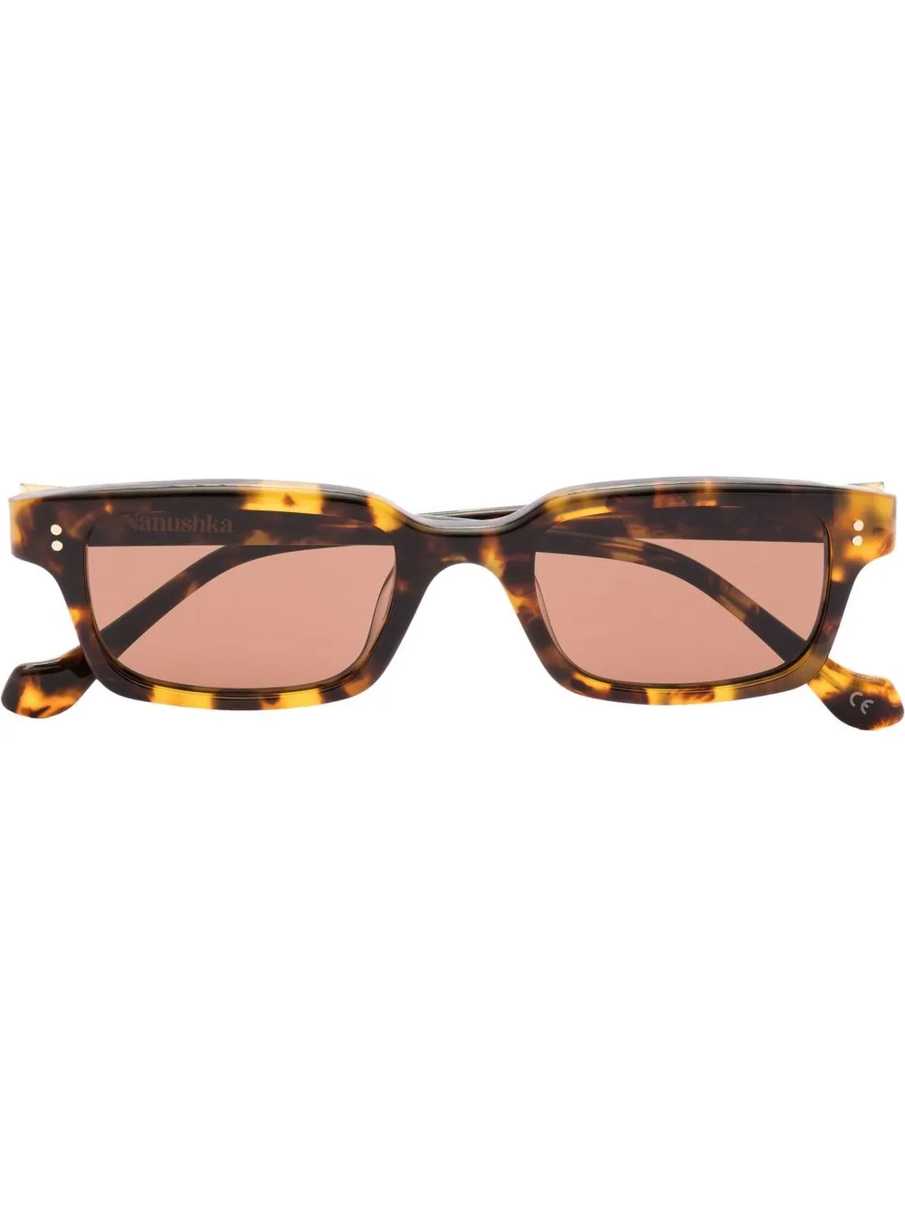 

Nanushka lentes de sol con armazón rectangular estilo carey - Marrón