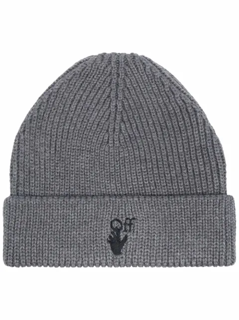 Off-White logo-embroidered beanie
