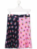MSGM Kids floral-print pleated skirt - Blue