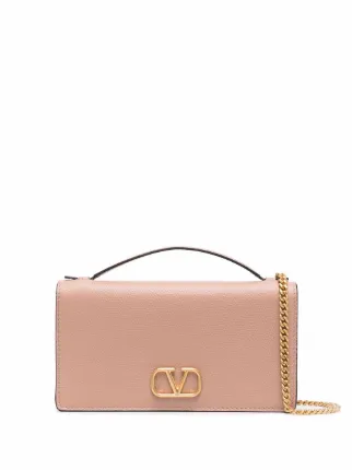 VALENTINO Vロゴシグネチャーチェーン ウォレット 美品 人気☆VALENTINO Vロゴ シグネチャー チェーンウォレット レザー