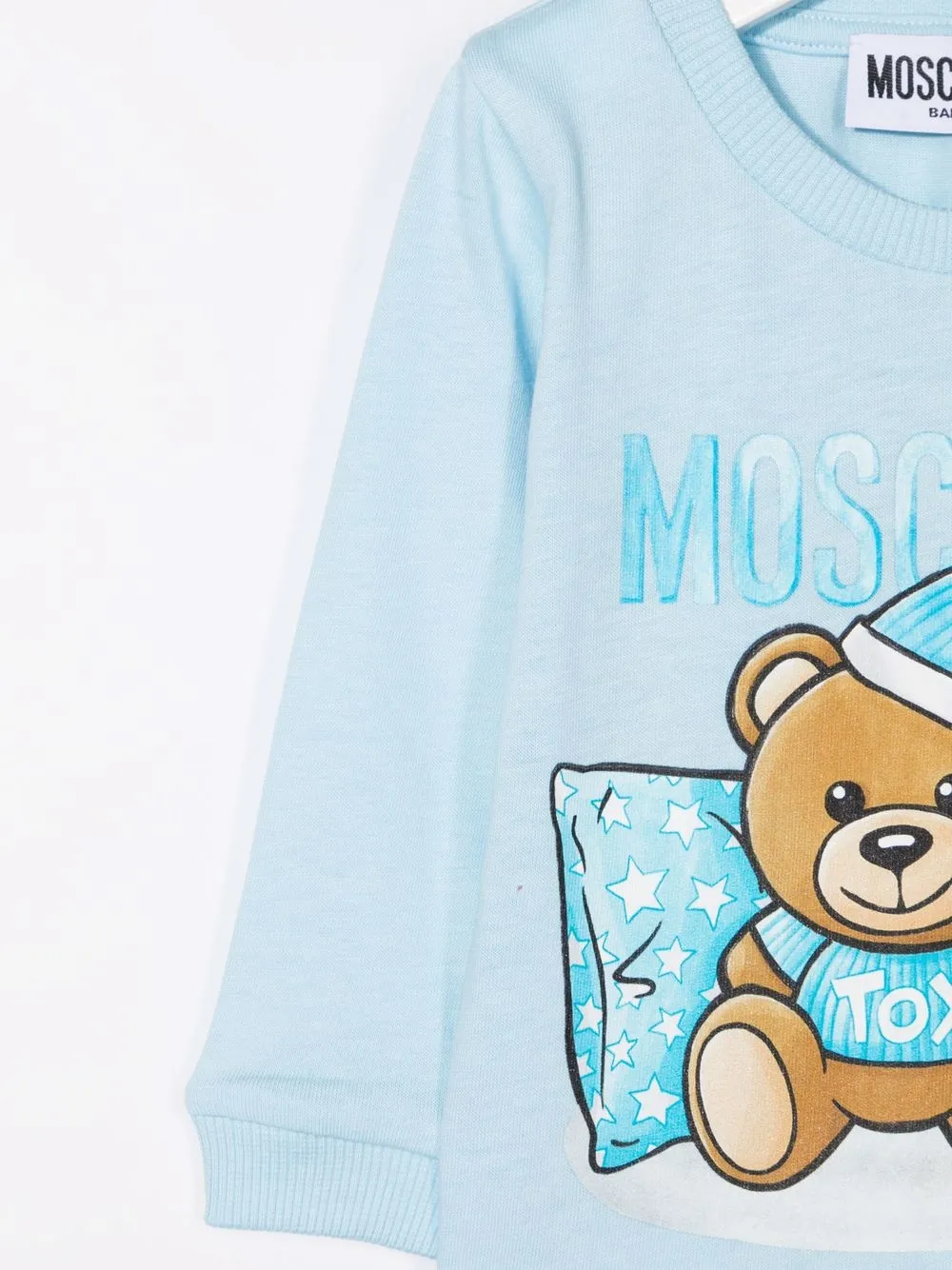 Shop Moschino Sleepy Teddy Long-sleeve T-shirt In Blue