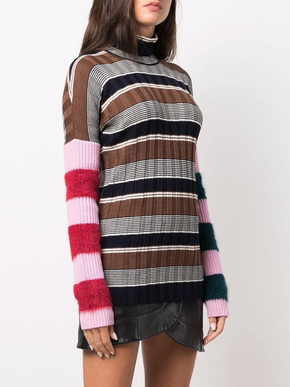 Shop Colville Roll-neck Striped Jumper In Braun