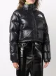 The North Face logo-print cropped feather-down puffer jacket