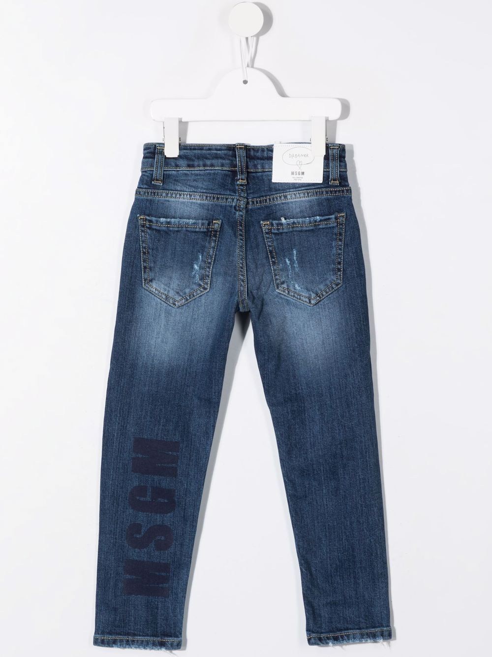 MSGM Kids Gerafelde jeans - Blauw