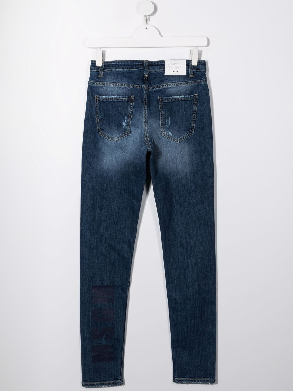 фото Msgm kids прямые джинсы с эффектом потертости