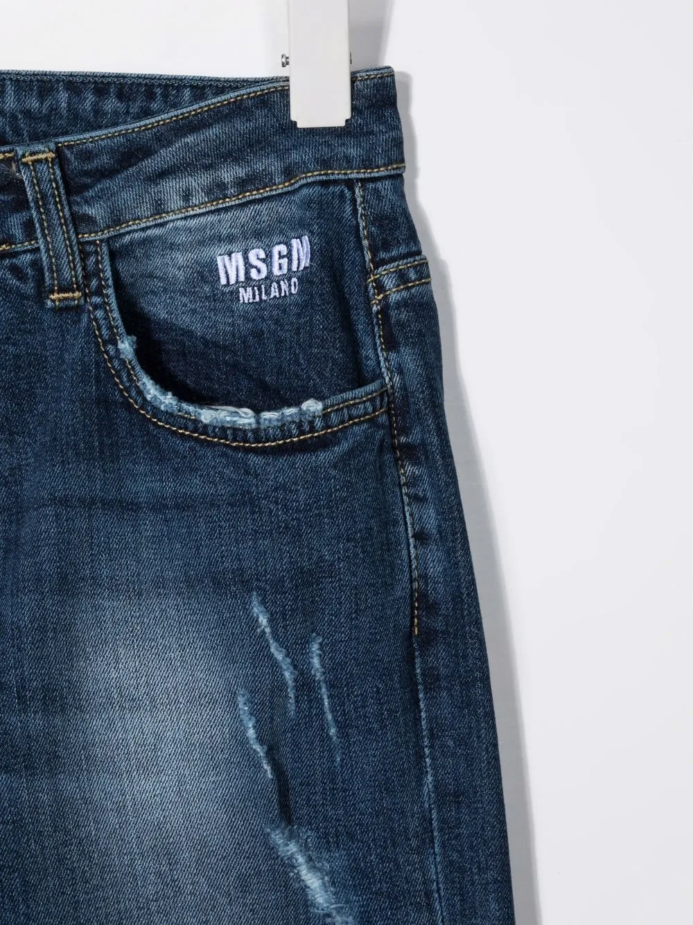 фото Msgm kids прямые джинсы с эффектом потертости