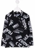 MM6 Maison Margiela Kids Fragile-print fleece top - Black