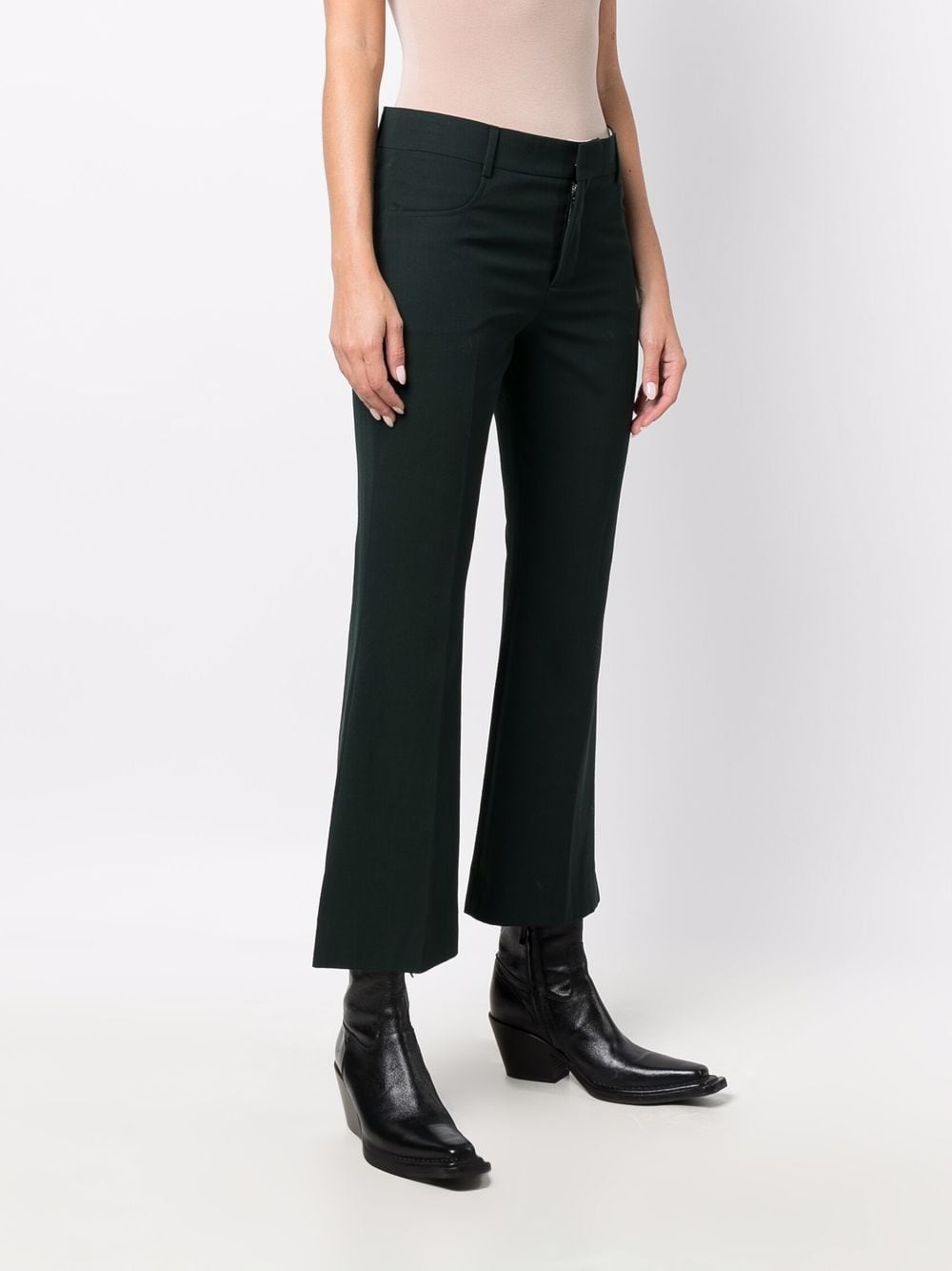 Shop Ami Alexandre Mattiussi Cropped Flared Trousers In Green