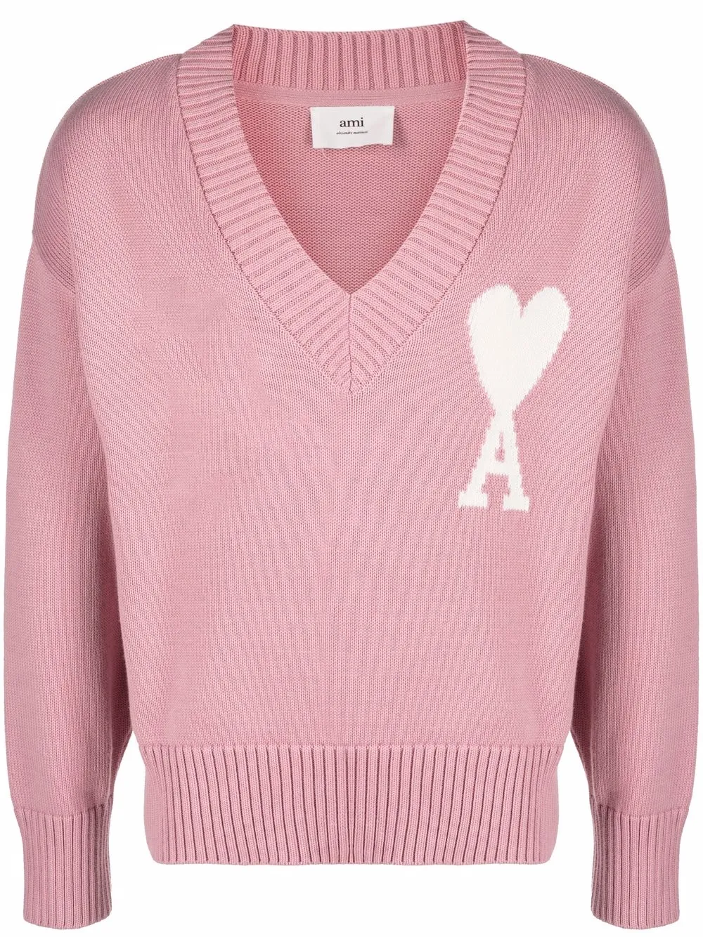 

AMI Paris oversize Ami De Coeur V-neck jumper - Pink