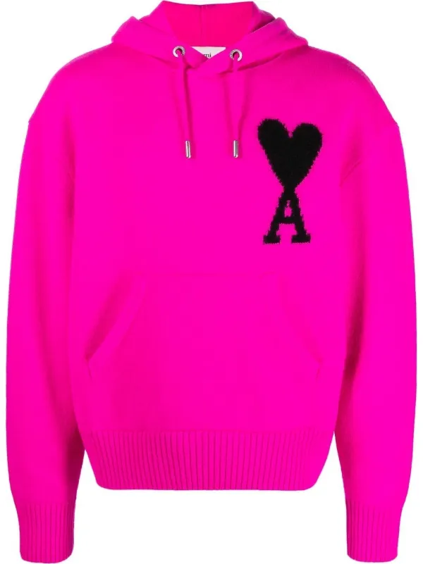 AMI Paris Ami De Coeur Knitted Hoodie - Farfetch