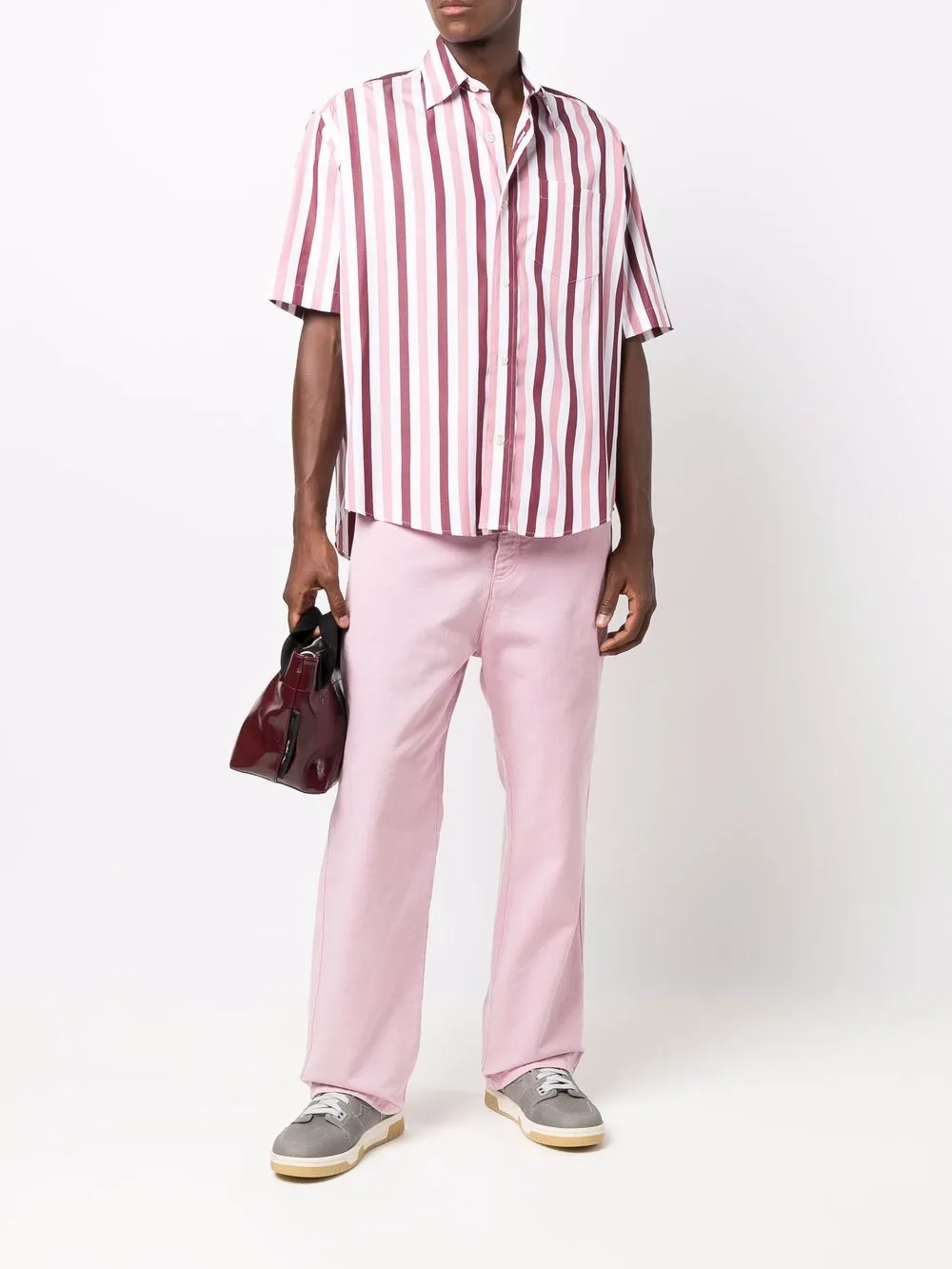 AMI Paris Gestreepte blouse - Roze