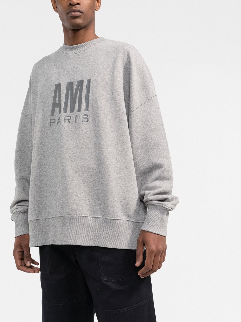 Shop Ami Alexandre Mattiussi Logo-embroidered Oversize Sweatshirt In Grey