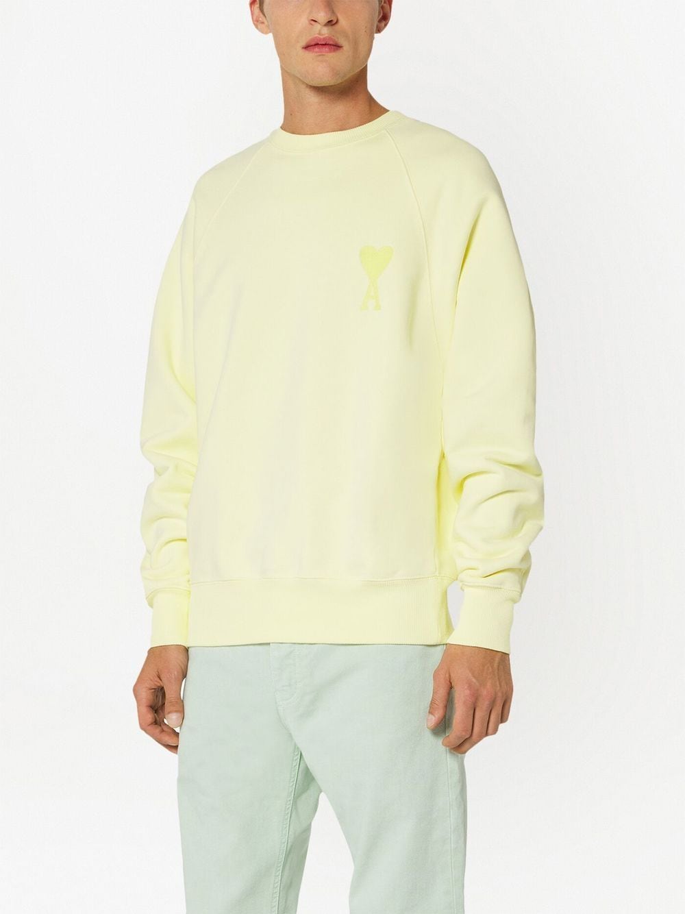 Shop Ami Alexandre Mattiussi Ami De Coeur Sweatshirt In Yellow