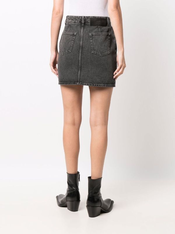 black denim studded skirt