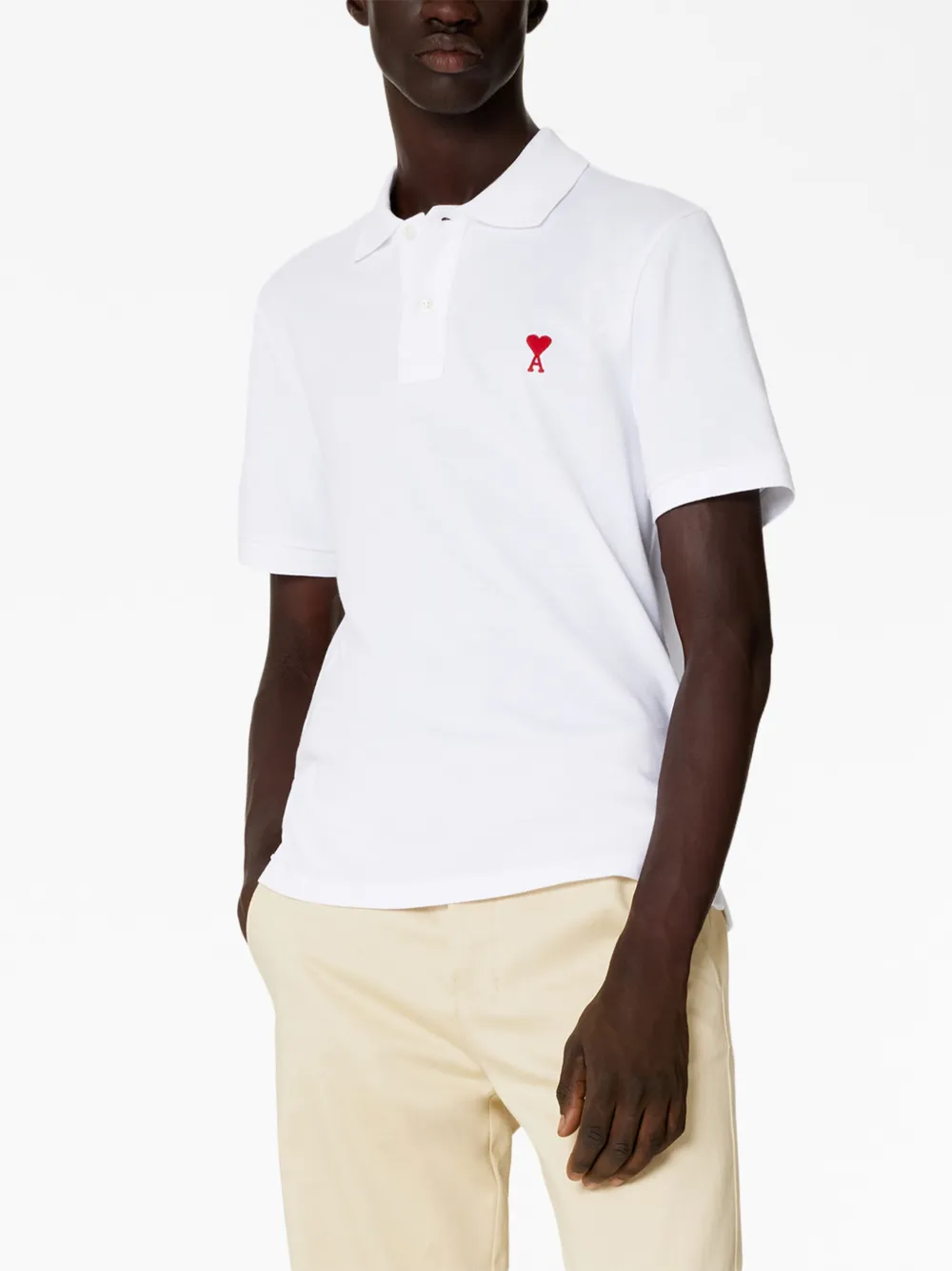 Shop Ami Alexandre Mattiussi Ami De Coeur Polo Shirt In White