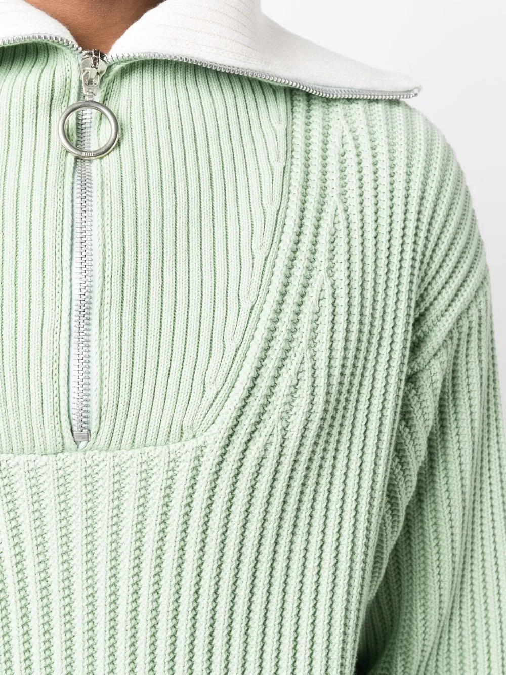 ami フリスビー 3993-LIME GREEN/OFF WHITE Yellow Alpaca Long Sleeves Ami De Coeur