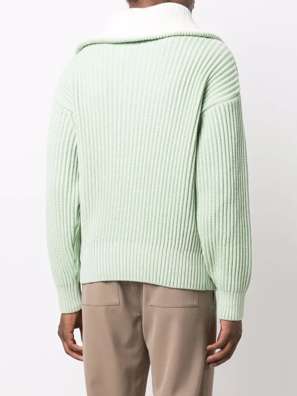 AMI Paris zip-collar fisherman's Rib Jumper | Green | FARFETCH
