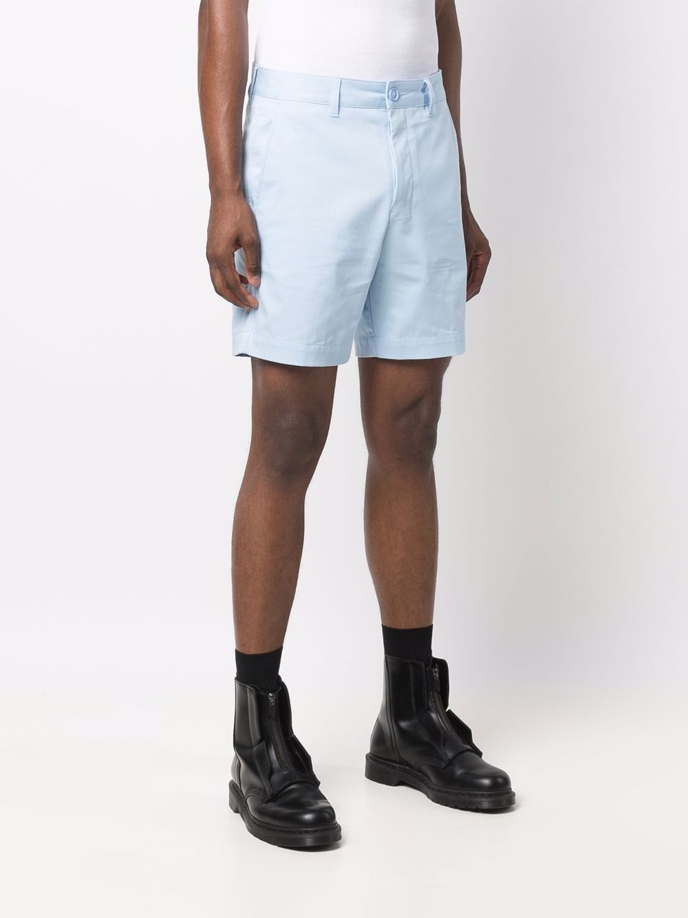 Shop Ami Alexandre Mattiussi Cotton Chino Shorts In Blue