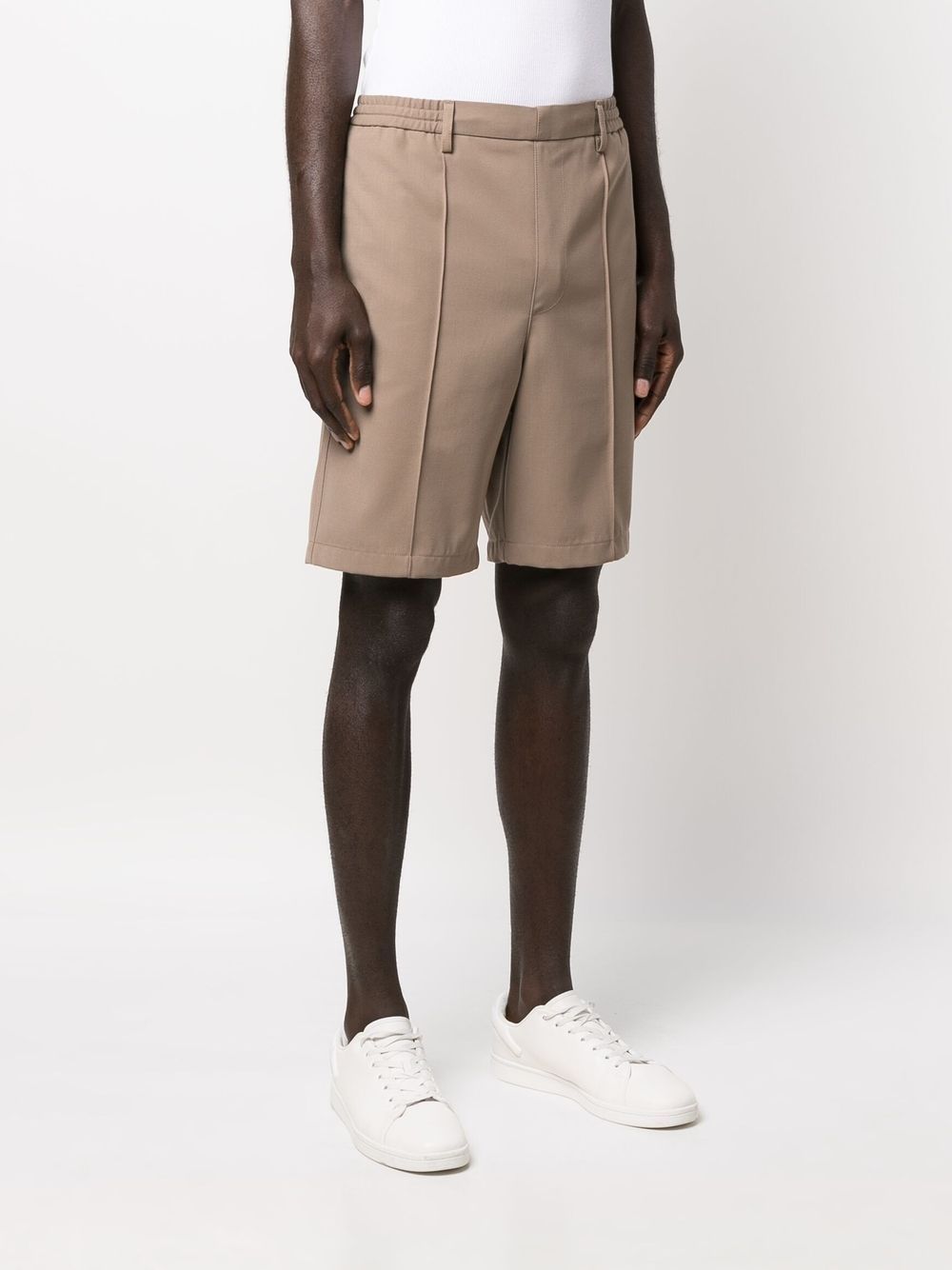 Shop Ami Alexandre Mattiussi Elasticated Waistband Bermuda Shorts In Neutrals