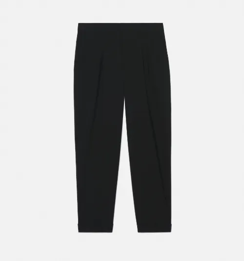 Carrot Fit Trousers With Hem And Pleats 