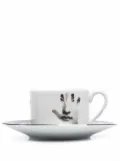 Fornasetti Tema e Variazioni porcelain cup-saucer - White