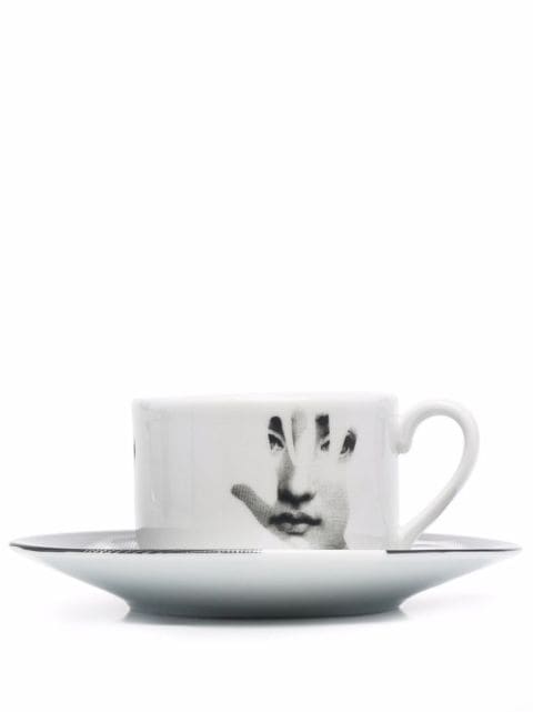 Fornasetti Tema e Variazioni porcelain cup-saucer