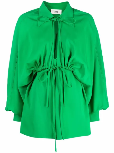 AMI Paris bow-detail long-sleeve dress