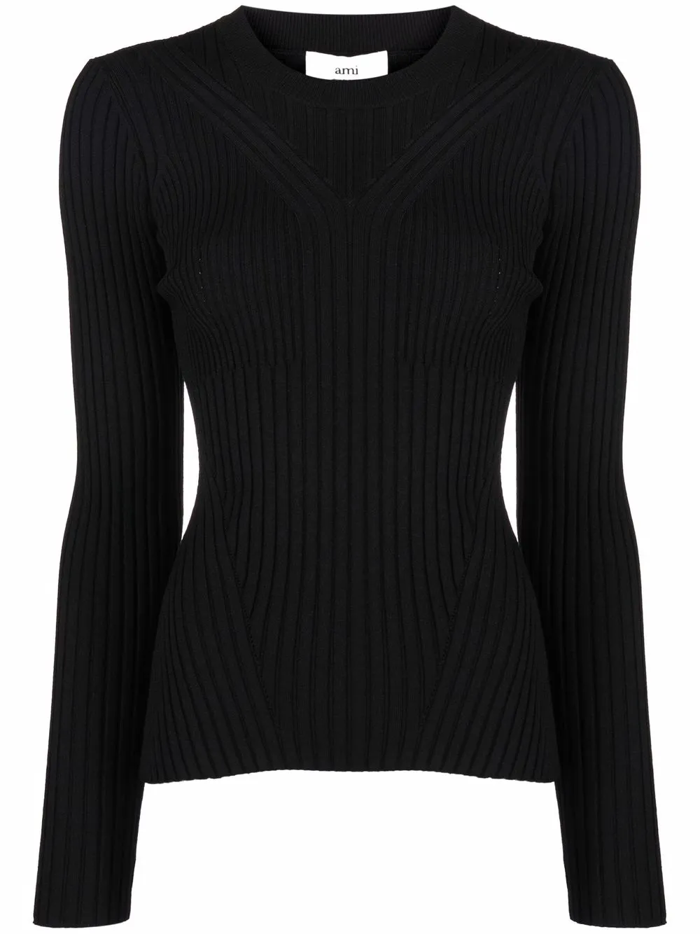 

AMI Paris ribbed knit jumper - Black