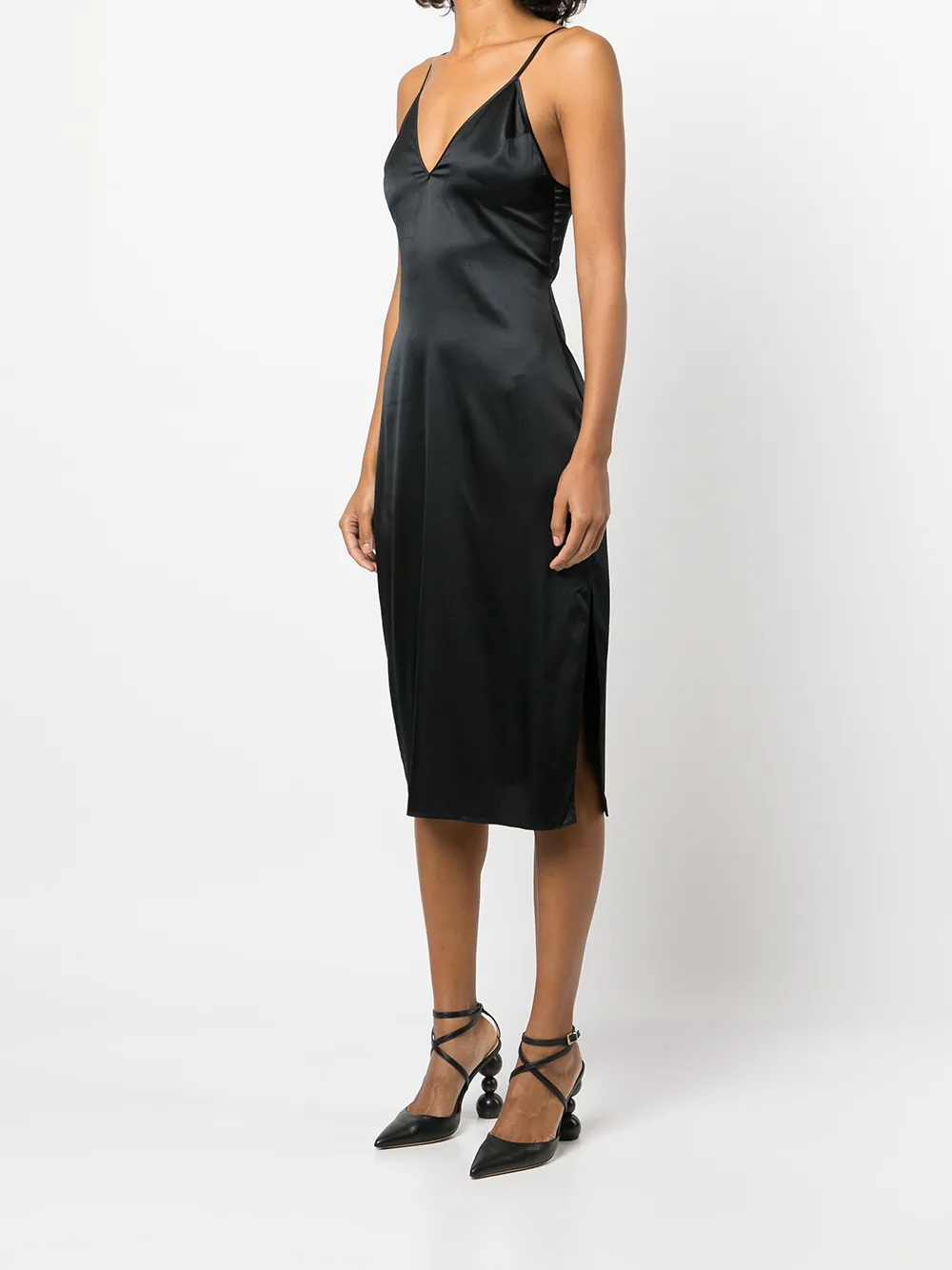 Fleur Du Mal Black Eco Luxe Keyhole Slip Dress In Black