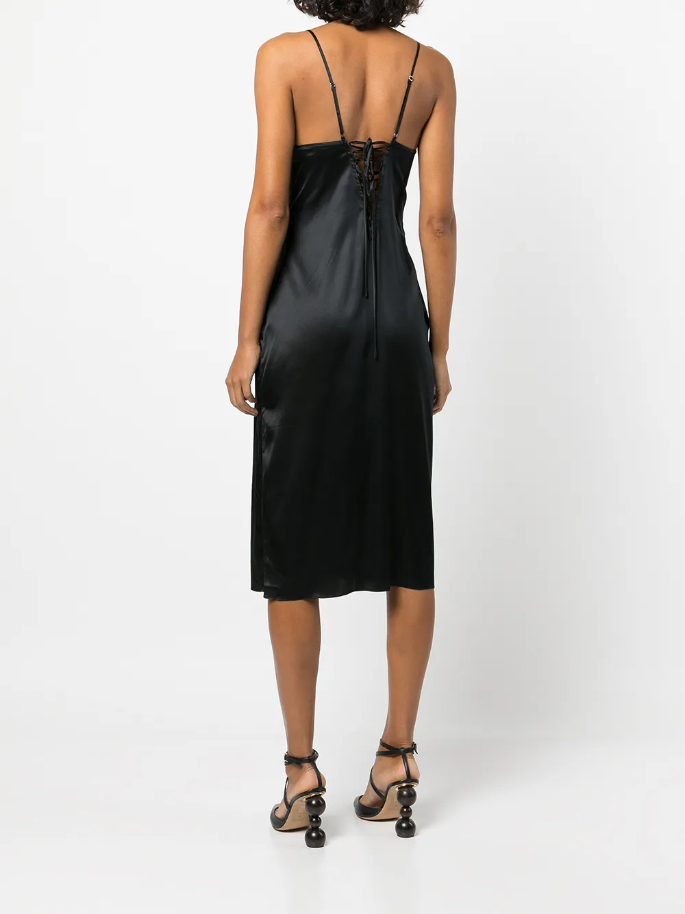 Fleur Du Mal Black Eco Luxe Keyhole Slip Dress In Black