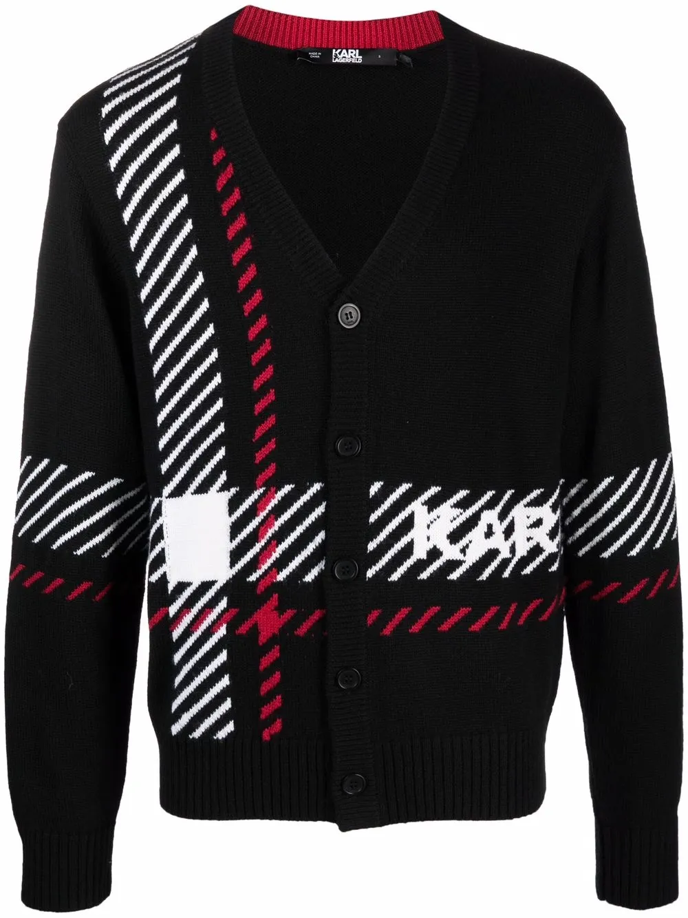 

Karl Lagerfeld diagonal stripes cardigan - Black