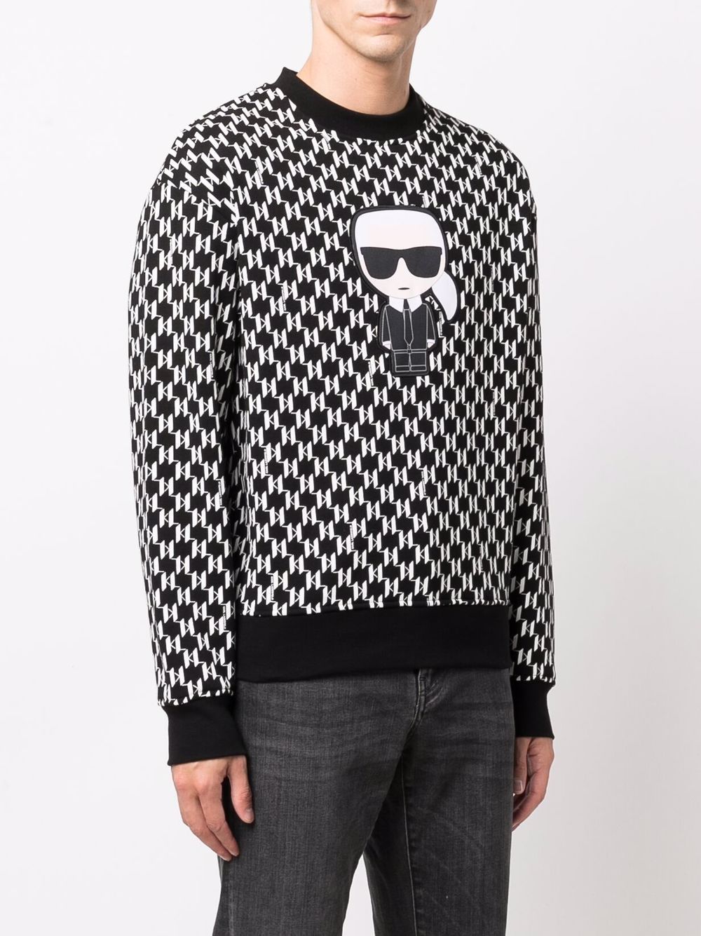 Karl Lagerfeld Jeans monogram-jacquard crew-neck Jumper - Farfetch