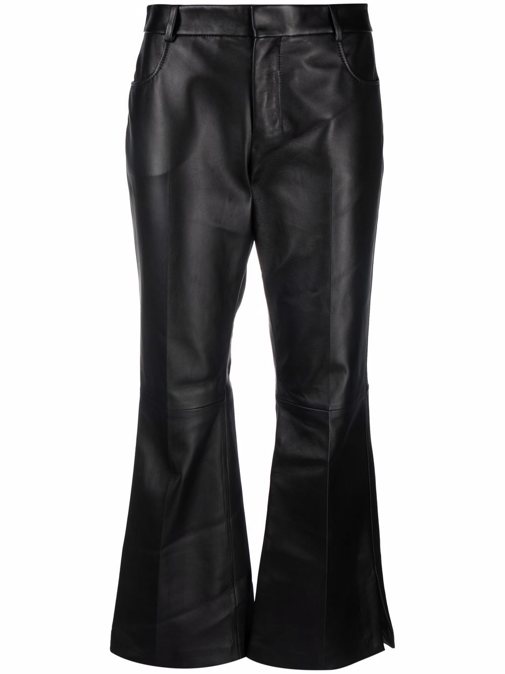 

AMI Paris short flared leather trousers - Black