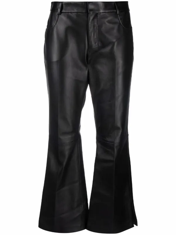 AMI Paris Short Flared Leather Trousers 