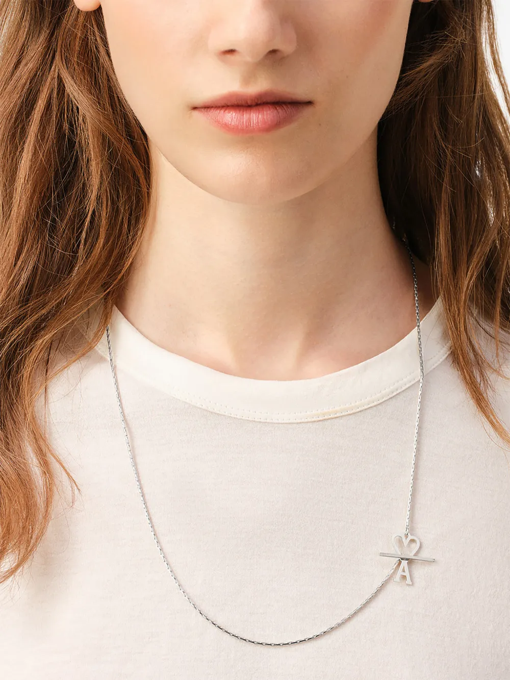 AMI Paris AMI DE COEUR チェーンネックレス | シルバートーン