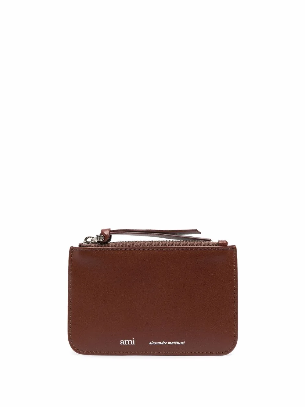 

AMI Paris logo-detail zipped cardholder - Brown