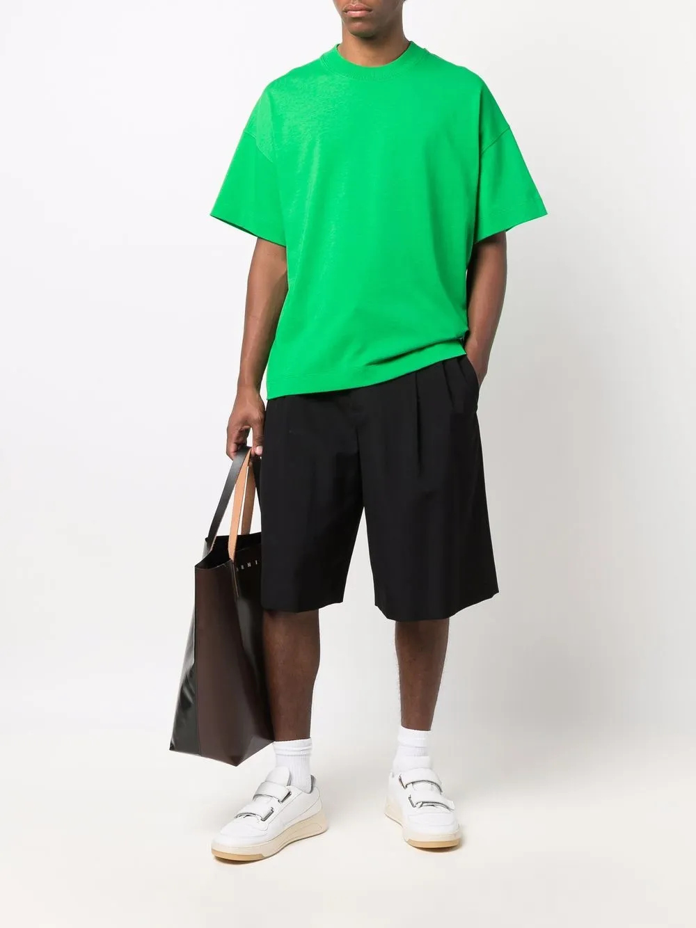 AMI Paris T-shirt met logopatch - Groen