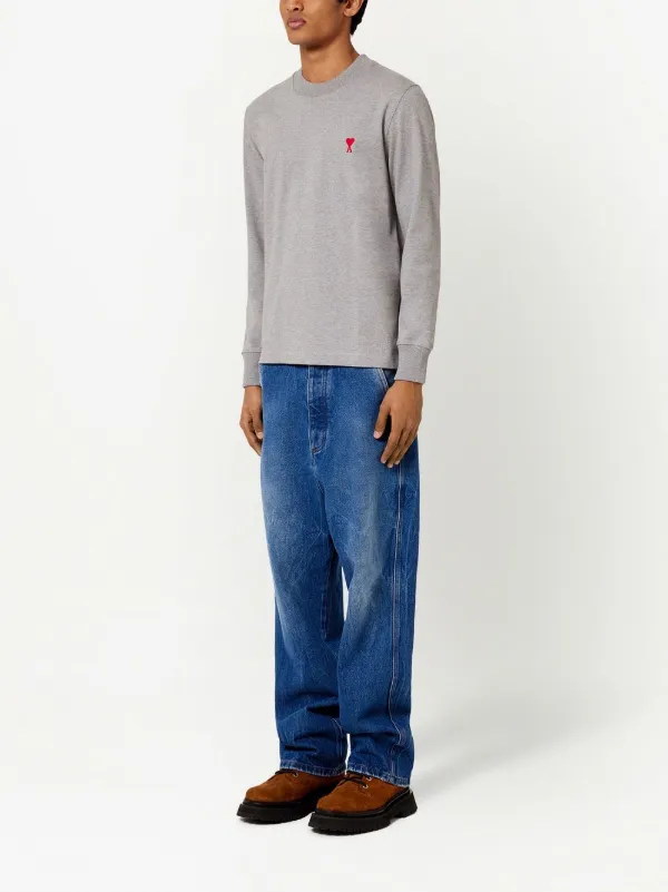 AMI Paris Ami De Coeur organic-cotton T-shirt | Grey | FARFETCH
