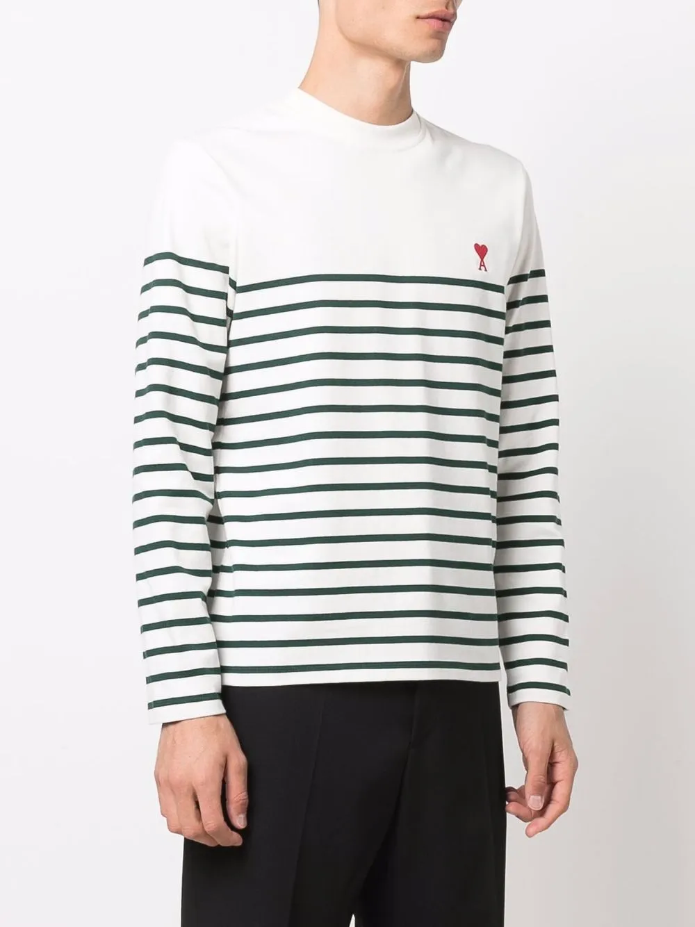 AMI Paris Ami De Coeur Striped T-shirt - Farfetch